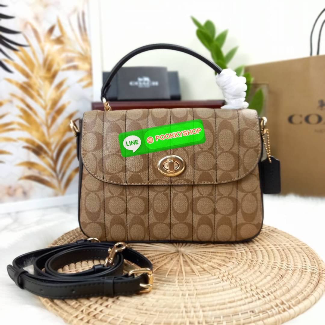 NEW IN💥>>รุ่นหายากก็มา แย่งกันแทบไม่ทัน🌺🌈//>>COACH MARLIE TOP HANDLE SATCHEL IN SIGNATURE CANVAS WITH QUILTING(COACH C5645) 🌺กระเป๋าถือ สะพาย วัสดุหนังแคนวาส ตัดขอบดีเทลด้วยหนังแท้ ขึ้นทรงสวยมากๆ //มีสายสะพายยาว