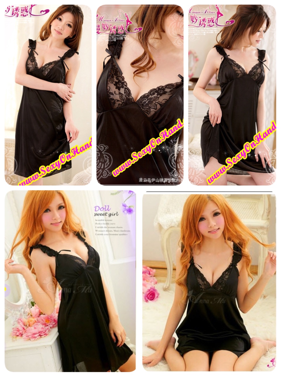 ชุดนอนเซ็กซี่ ผ้าไหมเทียมสีดำ เนื้อผ้านิ่มลื่น ใส่เย็นสบาย ผ้าเกรด AAA สวยเซ็กซี่ ซ่อนเปรี้ยว ด้วยแถบลูกไม้ช่วงขอบอก ตัวสายจับจีบระบายฟูๆ เพิ่มความเก๋ และเซ็กซี่ น่าค้นหายื่งขึ้น พร้อมจีสตริง G-string เข้าชุด