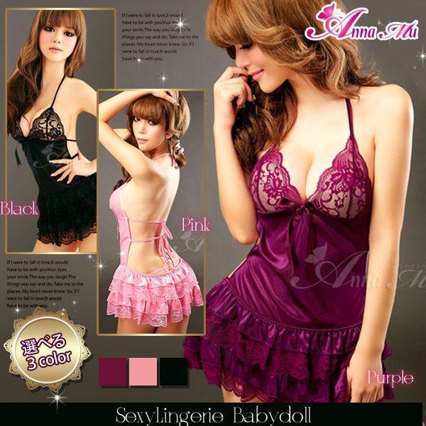 ชุดเซ็กซี่ ชุดกระโปรง เปลือยหลัง ผ้าซาติน สีม่วง แต่งลูกไม้ ช่วงอก และระบายชั้นๆ ที่กระโปรง สวยหวาน แต่แอบเปรี้ยวจี๊ดส์ เข็ดฟัน ด้านหลัง คะ +G string เข้าชุดคะ