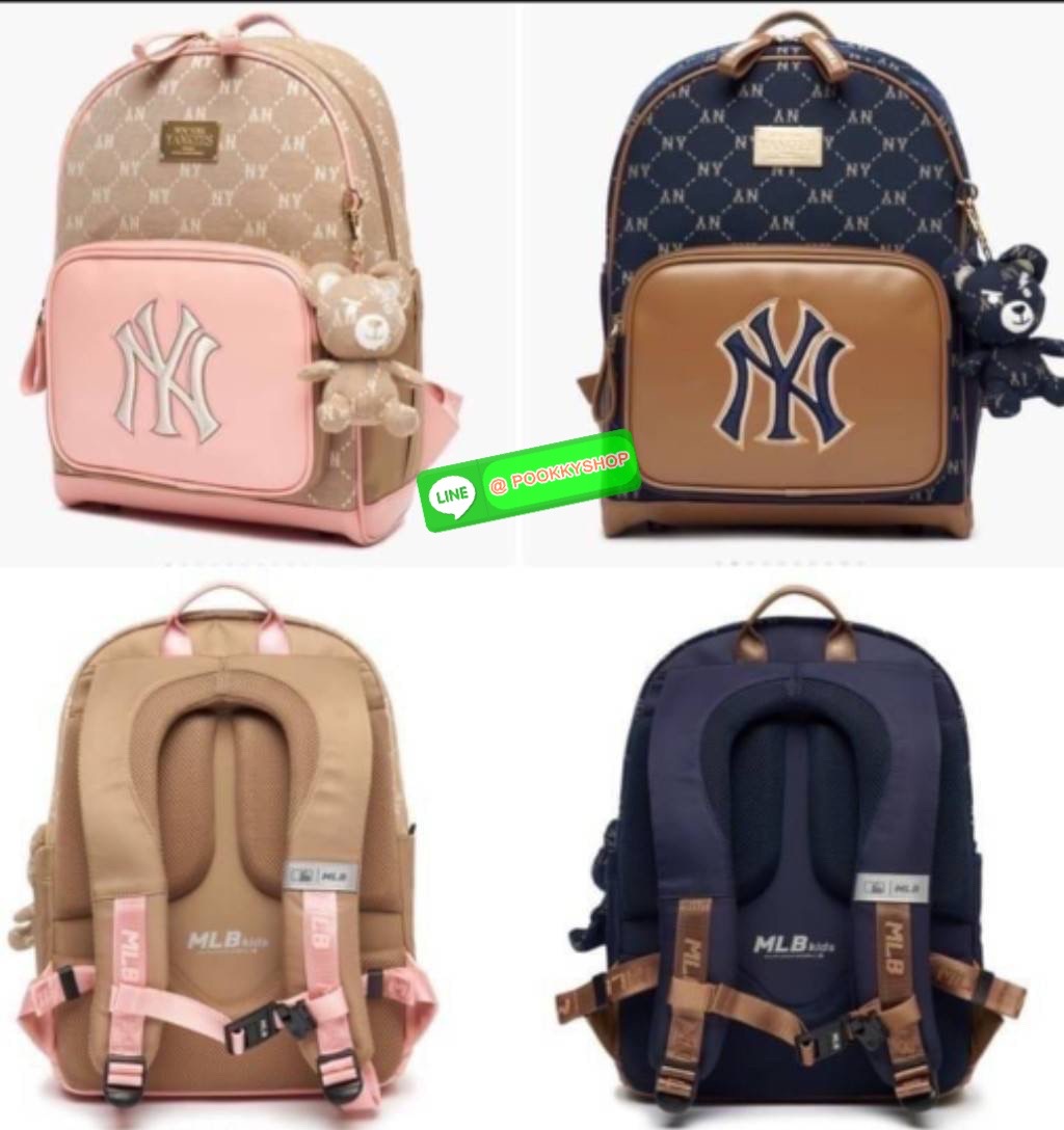 MLB กระเป๋าเป้ วัสดุหนังนิ่ม เปิดปิดด้วยซิปคู่ มี 3 ช่องใช้งาน สายสะพายหลัง ปรับระดับได้