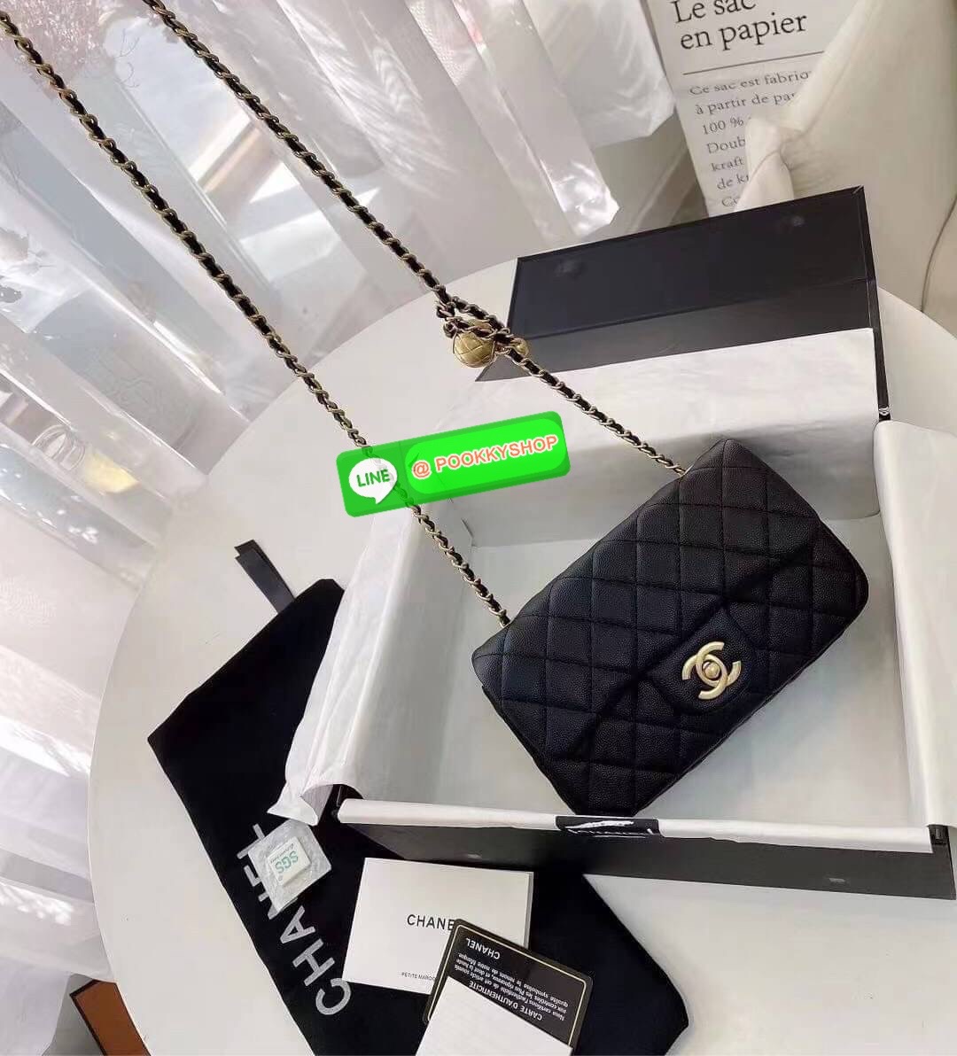 Chanel MINI FLAP BAG CAVIAR Leather GOlD tone hardware