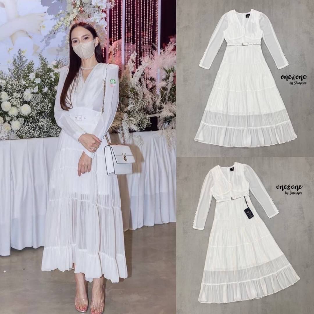 One&One Detail : แม็กซี่เดรสเนื้อผ้าชิฟฟอนช่วงกระโปรงตัดต่อแพทเทิร์นเป็นชั้นๆ ด้วยชิฟฟอนอัดพลีท ปลายแขนตกแต่งด้วยกระดุมปั้ม งานมีซับในซิปหลังพร้อมเข็มขัด ลุคนี้ใส่ทำบุญช่วงเข้าพรรษาสวยหวานแน่นอนค่า