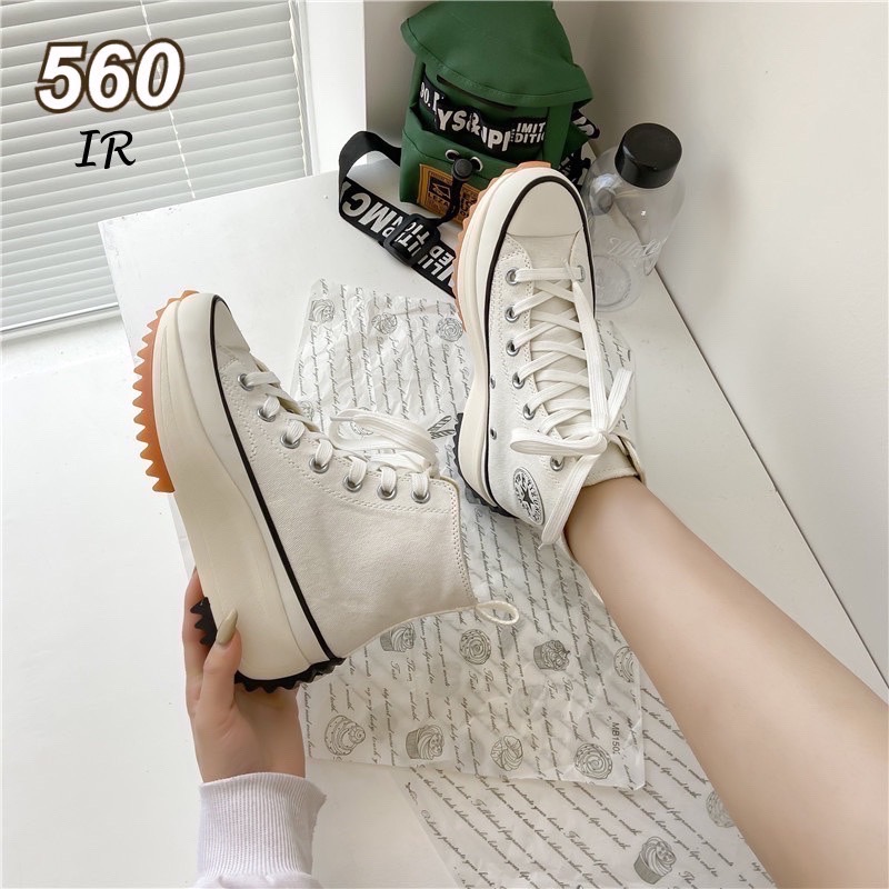 แบบขายดี!! พร้อมส่ง ผ้าใบรุ่นใหม่สไตล์converse รุ่นเสริมส้นหุ้มข้อ ที่เกาหลีฮิตมากค่ะรุ่นนี้ ใส่เก๋ เท่ และทำให้ดูสูงขึ้น เสริมส้น 2 นิ้ว กันลื่นงานดี แนะนำค่า