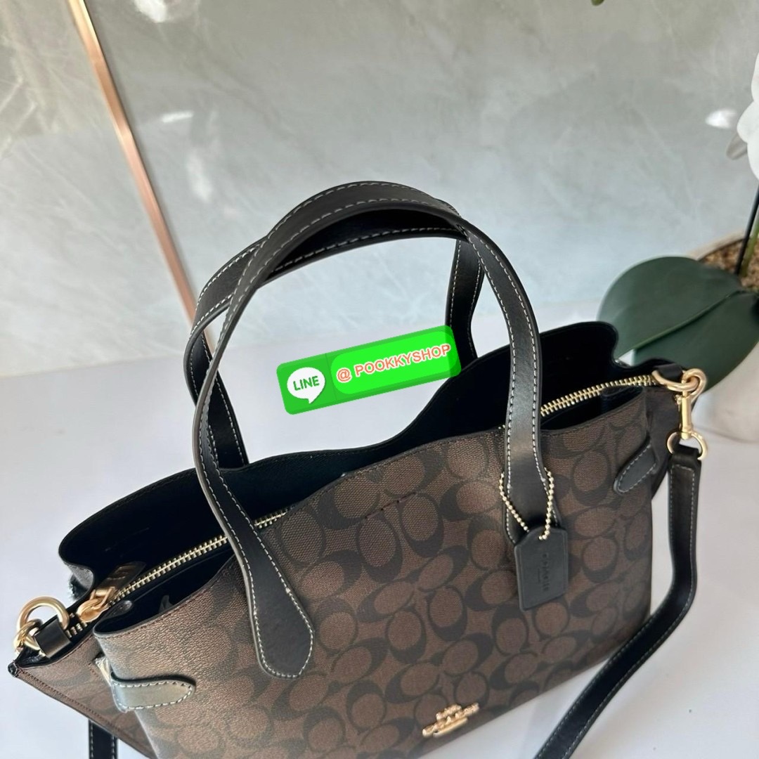 COACH HANNA CARRYALL IN SIGNATURE CANVAS (CH542) 🔖กระเป๋าสะพายไหล่/ถือ รูปทรงสวยหรู ลุคคุณนายมากแม่
