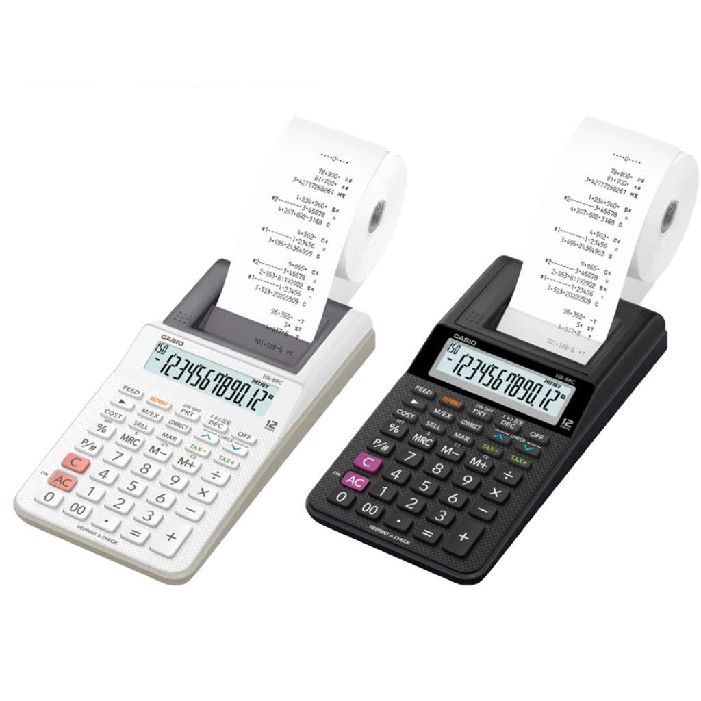 เครื่องคิดเลขพิมพ์กระดาษ 12 หลัก Casio # HR-8RC+AD สีขาว / สีดำ