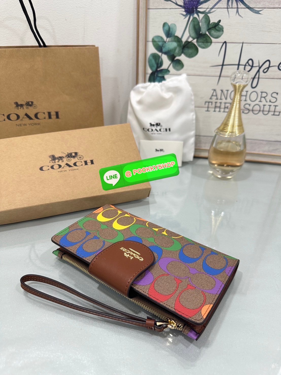🍀Coach C2874 Tech Phone Wallet In Colorblock Signature 🍀 COLOR: signature canvas