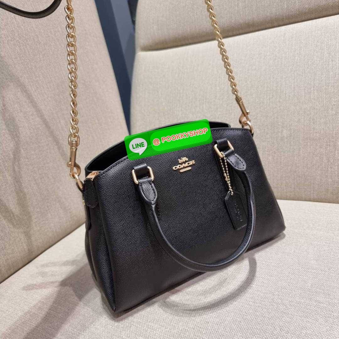 COACH F29434 MINI SAGE CARRYALL IN SIGNATURE CANVAS รุ่นยอดฮิต!! ที่สุดของกระเป๋าสะพายขายดี ต้องทรงถังมินิรุ่นนี้ วัสดุหนังแคนวาสเคลือบลาย สวย คลาสสิค มาพร้อมสายสะพายข้างและหูหิ้วในตัว ถอดออกถือคล้องแขนเก๋ๆ หรูๆยังได้ ภายในเป็นช่องโล่ง แบ่งสัดส่วนอย่างดี