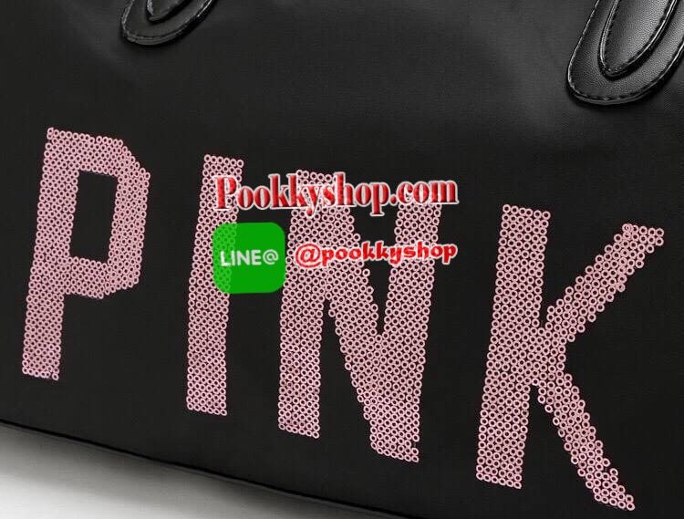 VICTORIA'S SECRET Pink travel bag กระเป๋าเดินทางใบขนาดพอดี แข็งแรงใส่ของได้เยอะ โลโก้ปักเลื่อม PINK สีชมพู
