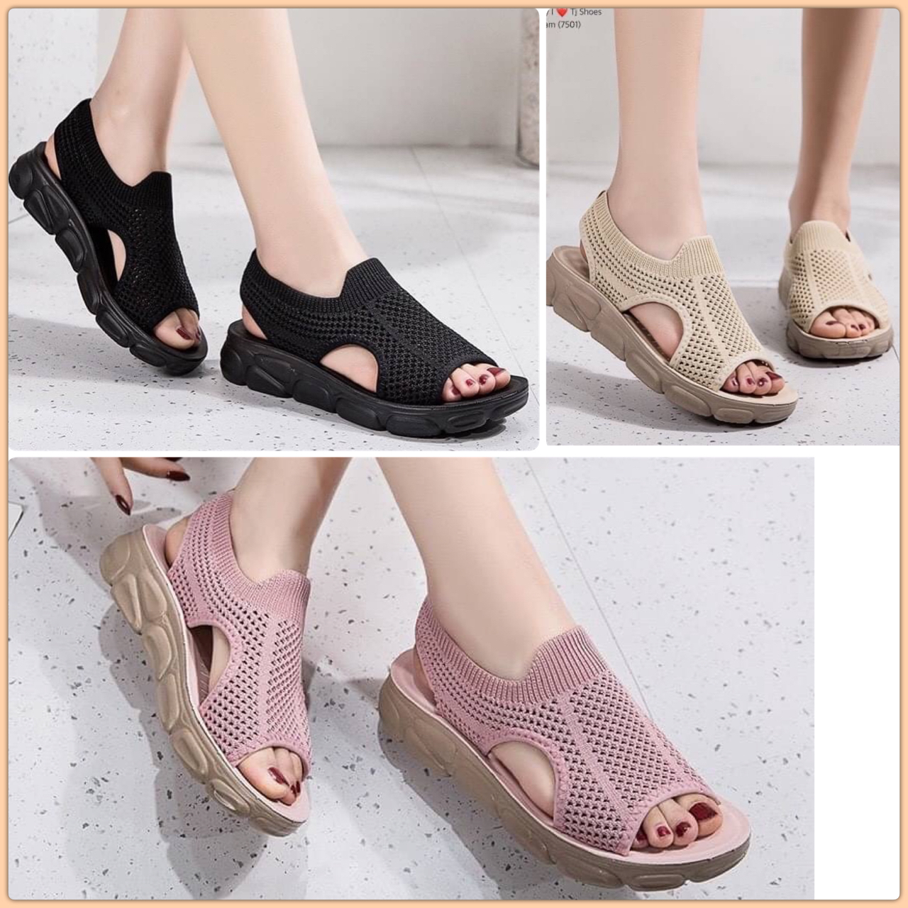 พร้อมส่งรุ่นนี้เกร๋มาก ขายดีมากบอกเลยจ้า รองเท้าเพื่อสุขภาพนำเข้า น้ำหนักเบา ผ้ารุ่นนี้นิ่มมากๆ ใส่แล้วเท้าไม่อับชื้นด้วยน่ะ ส้นยางอย่างดี ใส่นิ่มเดินสบายมาก จับแมทกับชุดง่าย ใส่แล้วดูเกร๋มากๆ แถมใส่ได้ตลอด ไม่มีเอ้าท์ ของจริงงานดี สวยตรงปกแน่นอน เพราะทาง