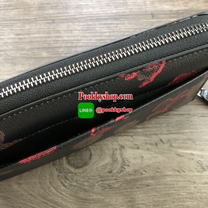 COACH Accordion Zip Wallet in Floral Print Coated Canvas กระเป๋าสตางค์ใบยาว เปิด-ปิดกระเป๋าด้วยซิปรอบ ด้านในมีช่องใส่บัตร ช่องใส่ธนบัตร และช่องซิปใส่เหรียญค่ะ ด้านหลังมีช่อง 1 ช่อง