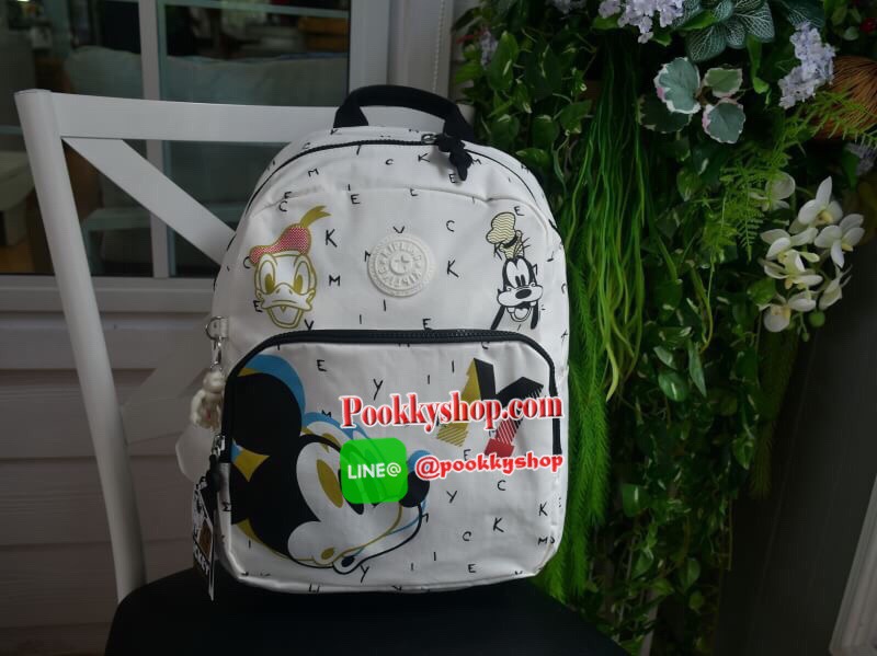 Kipling & Disney Summer 2019 Minnie Mouse and Mickey Mouse กระเป๋าเป้สะพายหลังสไตล์ Backpack มาพร้อมพวงกุญแจลิง ด้านหน้ามีช่องซิปแยกใส่ของจุกจิก ด้านข้างมีกระเป๋าข้าง ภายในช่องใหญ่หลัก มีช่องซิปใส่ของ พร้อมช่องเล็ก2ช่อง เปิด-ปิด ด้วยซิป วัสดุผ้ากันน้ำ จุข