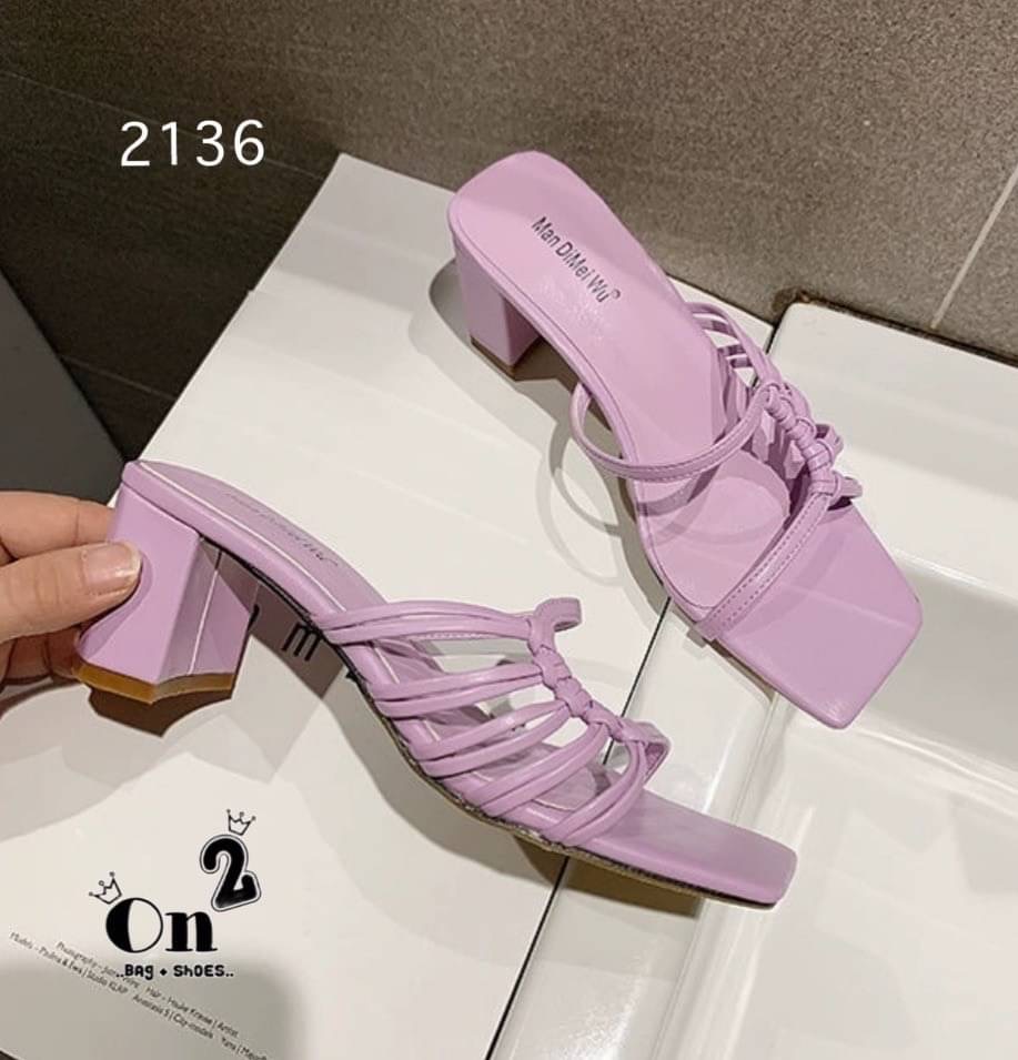 แบบใหม่พร้อมส่ง...รองเท้าส้นสูงสวมหน้าดีไซน์หนังสานงานเรียบเก๋สีพาสเทลสวยๆพร้อมส่ง3 สี