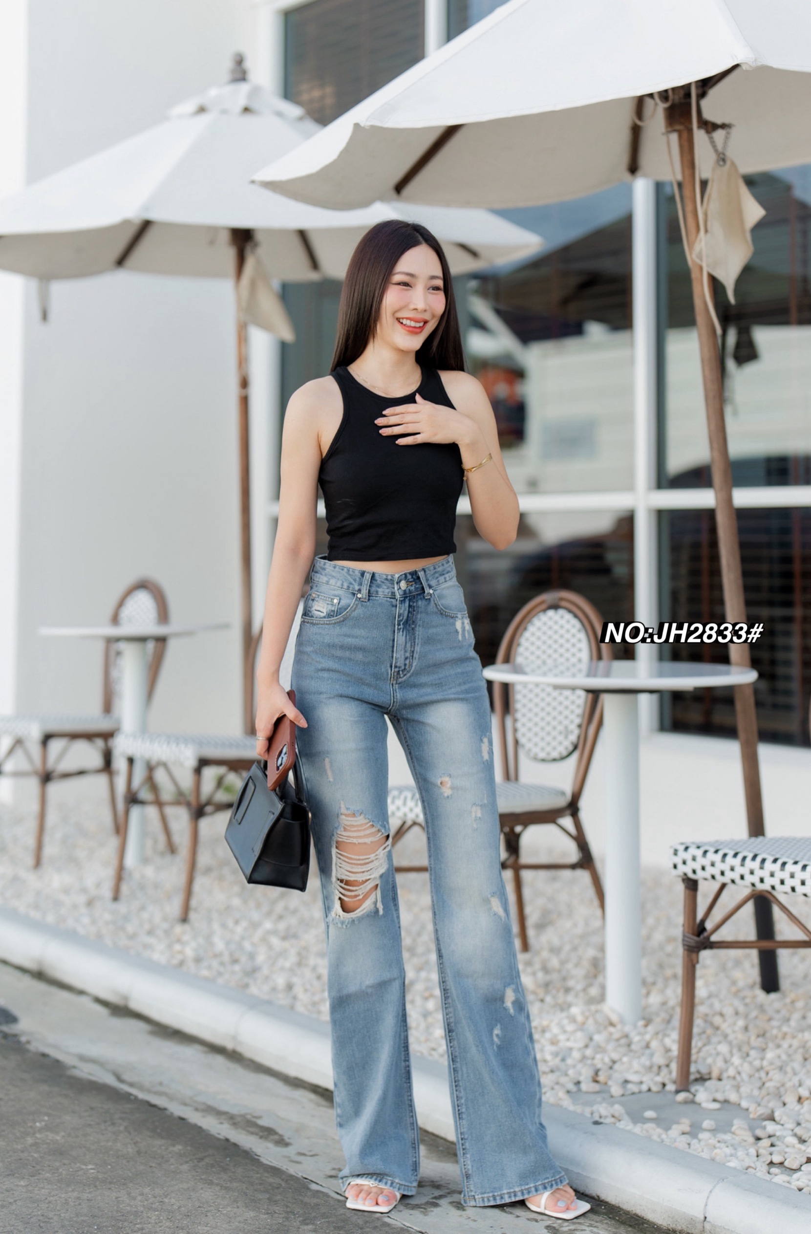 กางเกงแฟชั่น No.JH2833# -กางเกงยีนส์ขาม้ายาว ทรงเอวสูงงงง รุ่นนี้ขอบอกเลยผ้านิ่มมากๆๆ