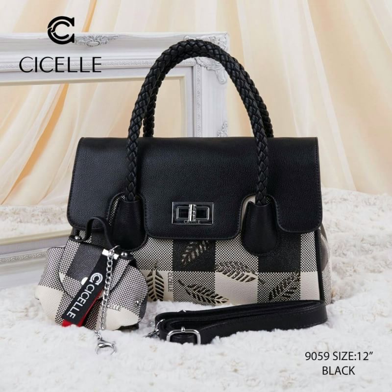 MS199 CICELLE Style My Authentic Brand พร้อมส่ง !!!! กระเป๋าสะพาย CICELLE (ซี-เซล) ใบใหญ่ รุ่น Limited Edition !!! แบรนด์แท้ 100% ค่ะ ,, สไตล์ Modern Luxury งานหนัง PU แท้ ลายใบไม้สลับประกายเพชร งานสวยปั๊มเป๊ะทุกจุดอย่างดีค่ะ อะไหล่เงินเคลือบสารกันสนิม ไม
