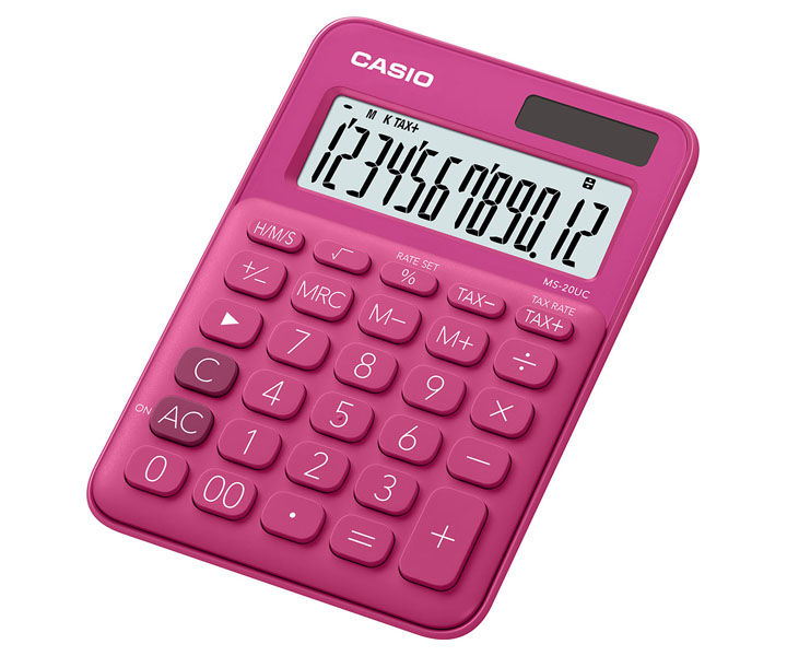 เครื่องคิดเลขตั้งโต๊ะ 12 หลัก Casio # MS-20UC สีบานเย็น