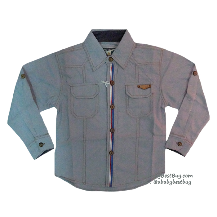 ( 4-6-8) เสื้อเชิ้ตแขนยาวสียีนส์ แฟชั่น เด็กผู้ชาย สุดเท่ห์ ใส่สบาย (Size 4-6-8)