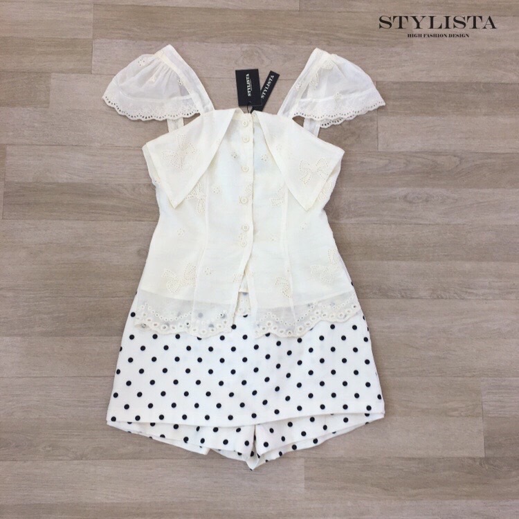 ชุดเซทแฟชั่น เสื้อผ้าฝ้ายเนื้อนุ่ม ปักลายดอกไม้ละเอียด พร้อมลูกไม้ระบายปลายเสื้อ