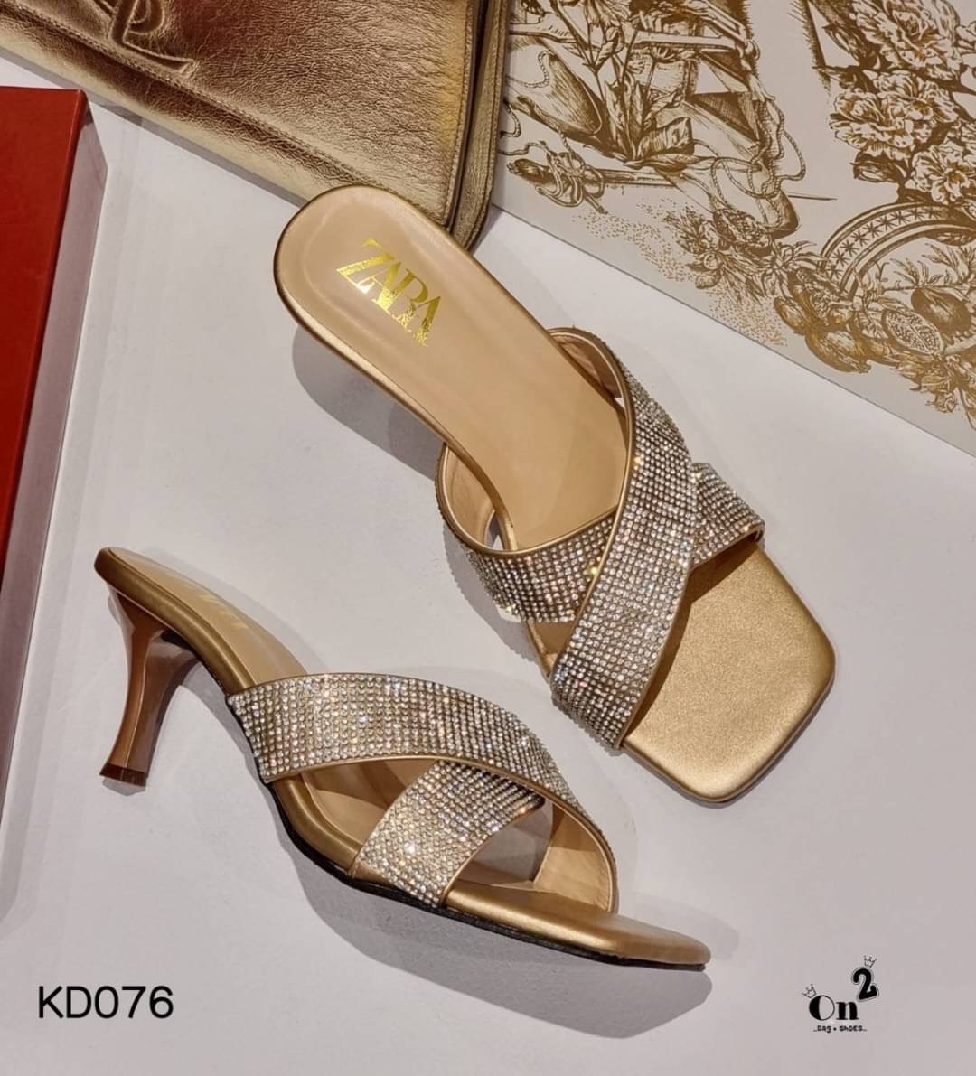 รองเท้าส้นสูง Zara หน้าไขว้ประกายเพชรสูง 3" งานสวยหรูอัพลุคให้ดูแพง ใส่ง่ายเข้าได้กับทุกชุดค่ะ