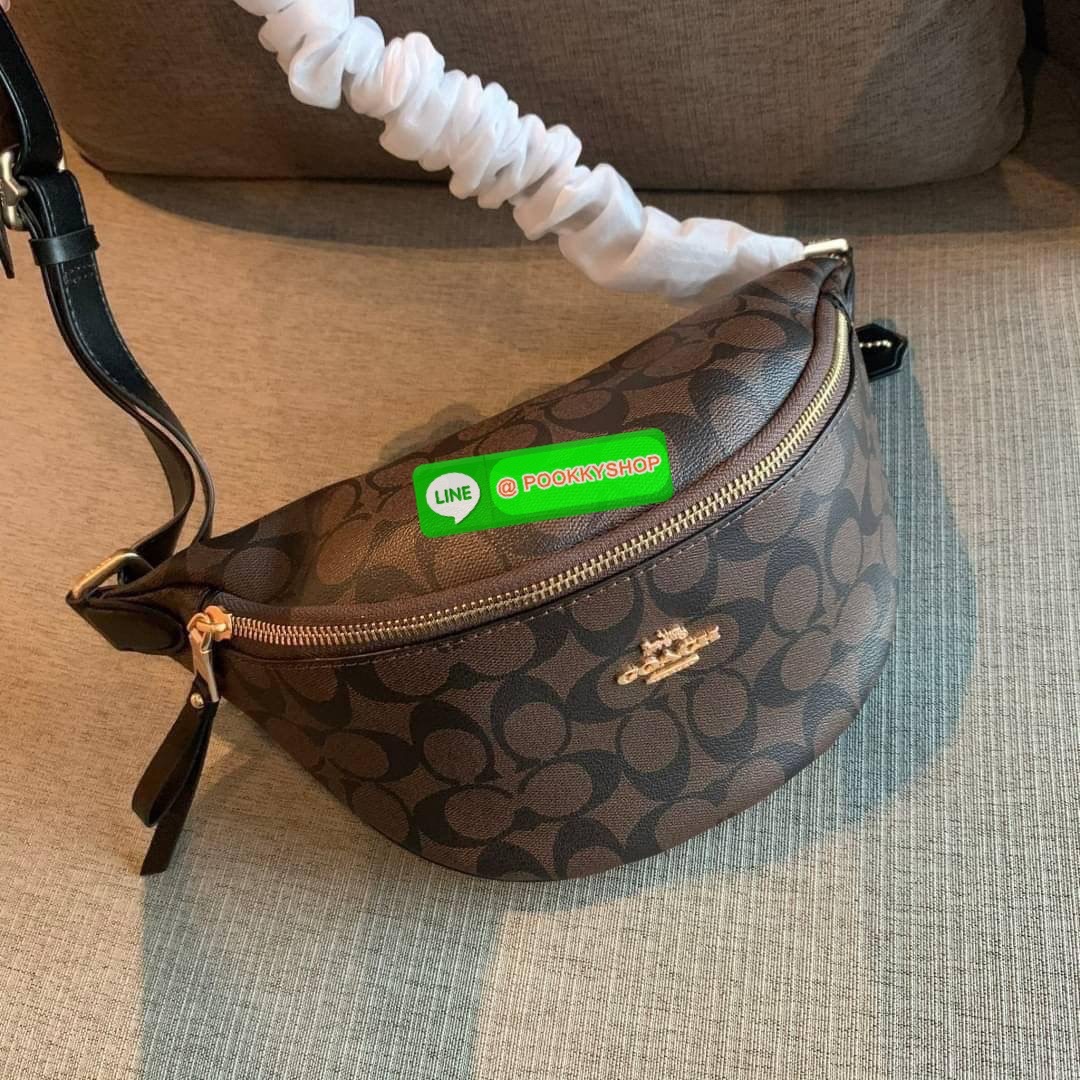COACH F48740 BELT BAG IN SIGNATURE CANVAS กระเป๋าคาดอกทรง Unisex ทรงโดมรุ่นยอดฮิตไม่มีตกเทรน สวยเท่ทุกสี วัสดุหนังแคนวาสเคลือบคุณภาพดีตัดหนังแท้ ทนทาน ใช้งานง่าย ภายในเป็นช่องโล่ง ใส่ของได้เยอะ หยิบจับได้สะดวก ใช้ได้ทั้งชายและหญิง ใบจริงสวยไม่ผิดหวังคะ