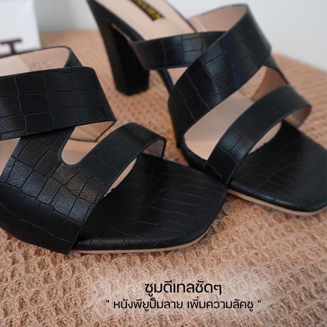 รองเท้าส้นสูง หนังพียูปั๊มลายสุดเก๋ เพิ่มความคอมพลีทในทุกลุค ใส่ทำงานก็ดูดี ยังช่วยพรางหน้าเท้าดูเรียวสวย ต้องมีแล้วป่ะ!!