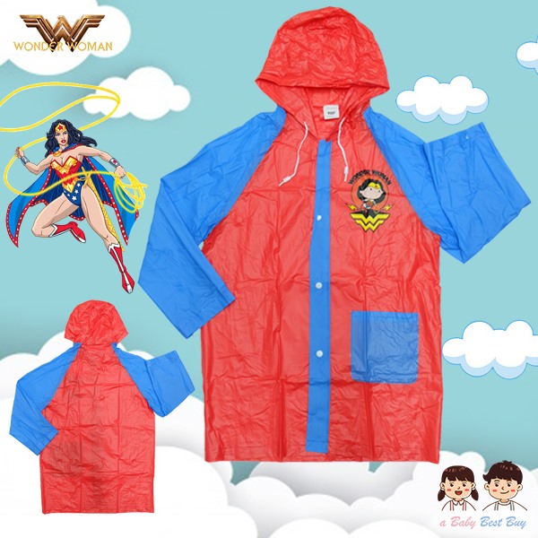 "" เสื้อกันฝนเด็ก สกรีนลาย Wonder Woman มีหมวก(ฮู้ด) ใส่คลุมกันฝน สุดเท่ห์ ลิขสิทธิ์แท้ (ไซส์ M-L )