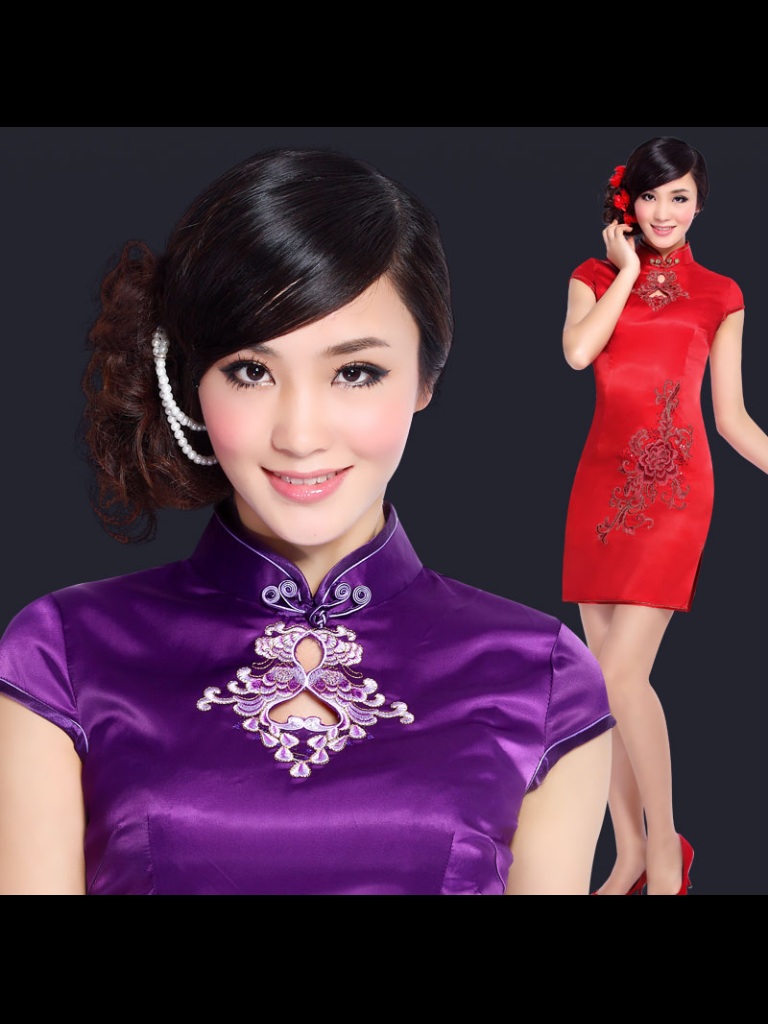 ชุดกี่เพ้าสั้น สวยหรูสีม่วง งานเนี๊ยบ ประณีต พร้อมลายปักดอก ที่ปราณีตบรรจง เหมาะสำหรับออกงาน ต่างๆ ตัวผ้าเป็นผ้าไหม แบบจีน เนื้อมันในตัวไสตล์ผ้าไหม สวยหรู ดูใีระดับมากๆ คะ สินค้าจริง เหมือนในภาพตัวอย่าง 100%