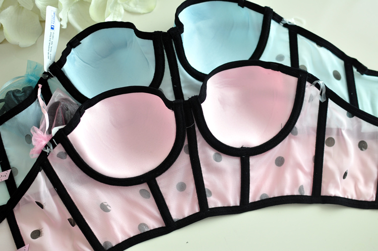 ชุดชั้นในเซ็กซี่ ชั้นในเต็มตัว งานเกรดพรีเมี่ยม ส่งญี่ปุ่น สีชมพูอ่อน ลายจุด แต่งขอบ ดำ 34B/34C