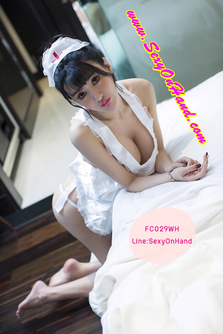 ชุดแฟนซี พยาบาล ผ้ากันเปื้อน ปักลาย พร้อมแต่งชายระบาย + คาดผม นางพยาบาล+ G-string เข้าชุดคะ