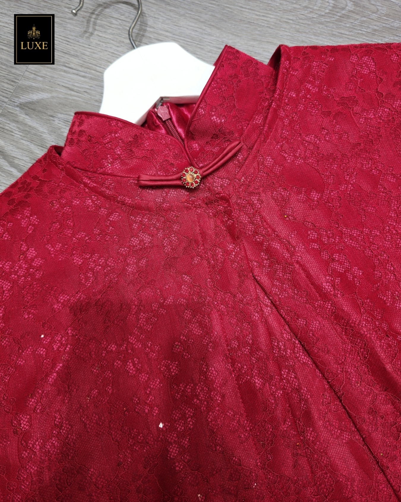 เดรสแฟชั่น เดรสกี่เพ้าเสื้อแขน 3 ส่วน มีเสื้อคลุมที่สามารถถอดได้