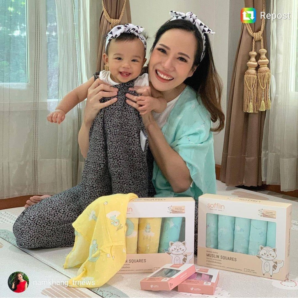 Sofflin ผ้าอ้อมใยไผ่ ผ้าอ้อมมัสลิน ผ้าห่อตัวเด็ก เนื้อนุ่ม ขนาด 76*76 cm (30 นิ้ว)