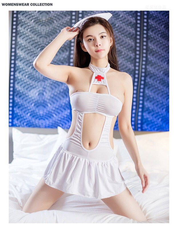 ชุดเดรสขาว นางพยาบาลสีขาว แต่งเว้า สวยเปรี้ยวเซ็กซี่มากๆคะ สำเนา