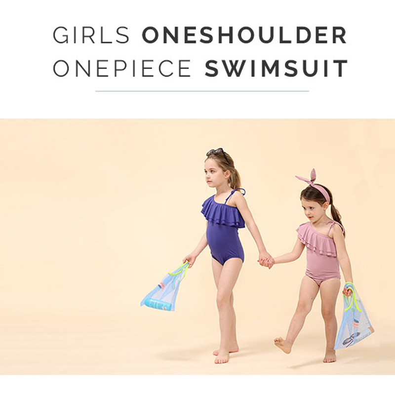 Kidsumplay Girls Oneshoulder Ruffle Swimsuit
