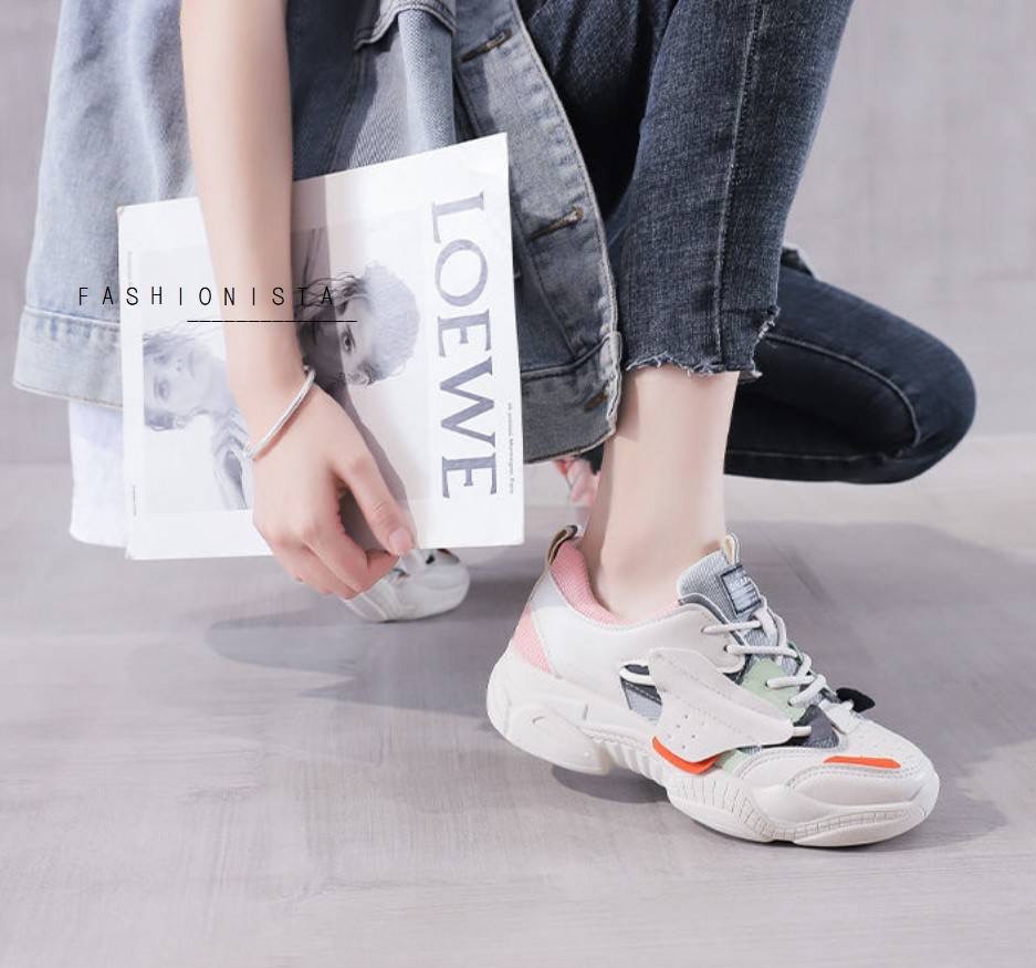 รองเท้าผ้าใบแฟชั่นสไตล์สปอร์ต วัสดุหนัง pu นุ่มขึ้นทรง ภายในบุฟูกนุ่มใส่สบาย