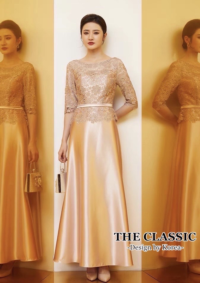 เดรสแฟชั่น เดรสยาวออกงาน ช่วงบนใช้ผ้าลูกไม้ทอแน่นอย่างดี