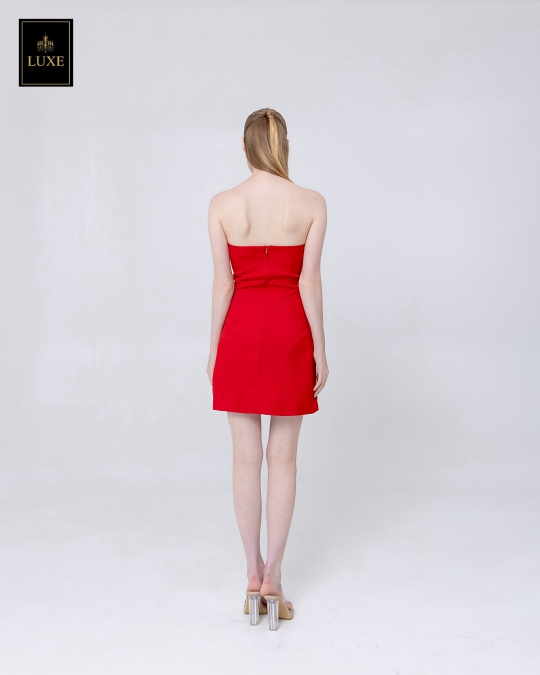 เดรสแฟชั่น เดรสเสื้อเกาะอก กระโปรงทรงเอ ทำจากผ้าฝ้ายผสมโพลีเอสเตอร์ เนื้อนุ่มยืดหยุ่น ใส่สบาย