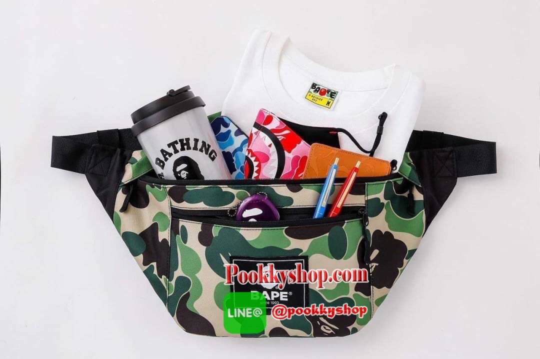 A BATHING APE® 2021 SPRING COLLECTION กระเป๋าคาดอก กระเป๋าคาดเอว ขนาดใหญ่ ความจุขนาดใหญ่และกระเป๋าตาข่ายด้านในเพื่อความสะดวกในการใช้งาน
