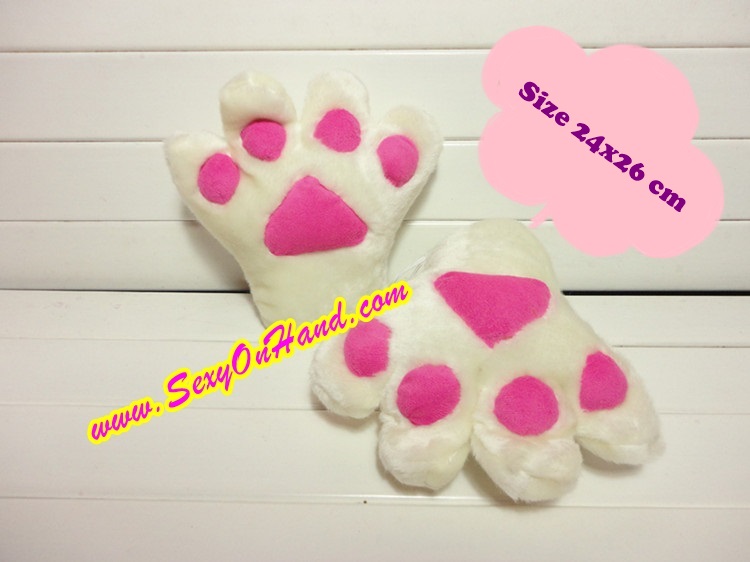 ถุงมือ แมวเหมียว ถุงมือคอสเพลย์ ถุงมือแมว สีเทา ใส่ได้ทั้งเด็กและผู้ใหญ่ Size 22x26cm