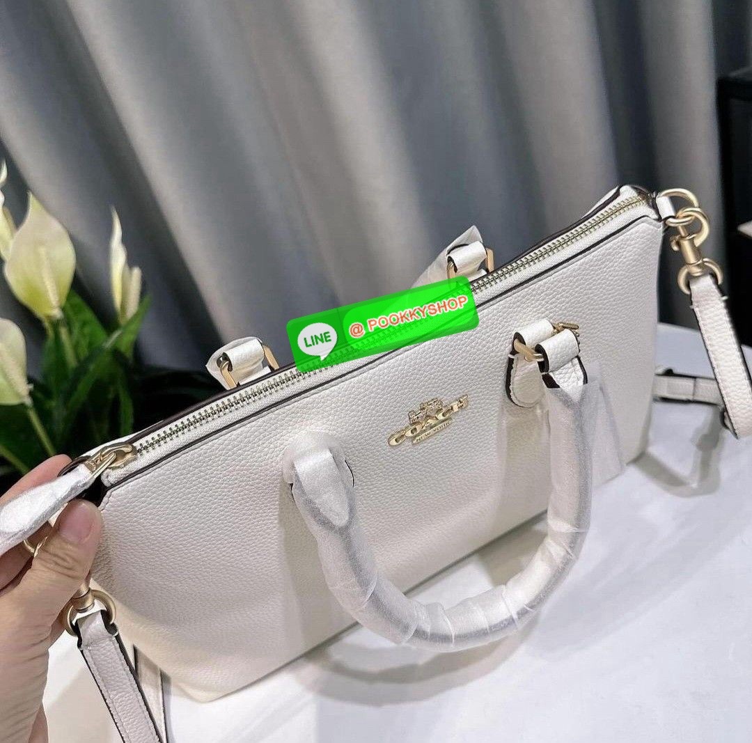 COACH CR157 GEORGIA SATCHEL IN SIGNATURE CANVAS GOLD/KHAKI SADDLE 2 COACH STYLE # CR157 | Signature coated canvas and smooth leather | Inside multifunction pocket | Zip-top closure, fabric lining | Handles with