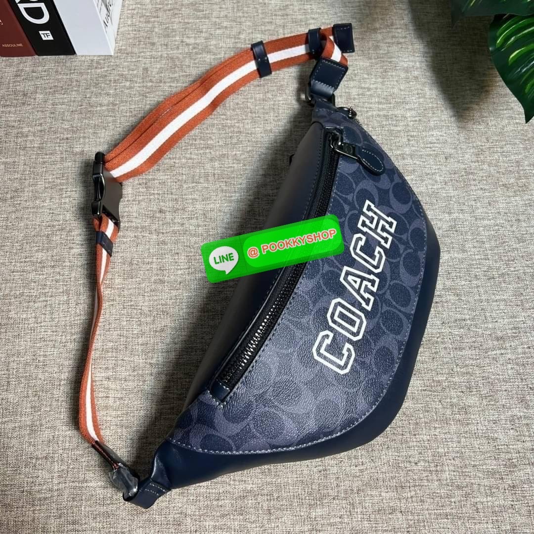 Coach Warren Belt Bag In Signature Canvas ( CB912 )With กระเป๋าคาดอก/เอว Coach Warren ในแคนวาสซิกเนเจอร์พร้อม ผ้าใบเคลือบซิกเนเจอร์และหนังลูกวัวอย่างดี ภายในกระเป๋ามัลติฟังก์ชั่น ปิดซิป ซับในผ้า กระเป๋าซิปด้านนอก สายปรับได้ ยาว 34 1/2" ใส่ได้เอว