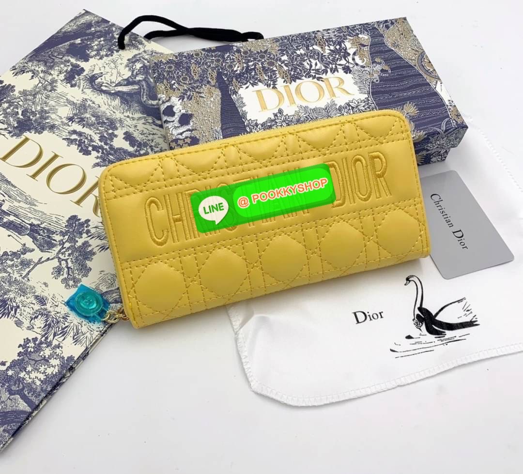 DIOR LONG WALLET 7.5” signature on the front compartments card slots patch pockets zipped pocket