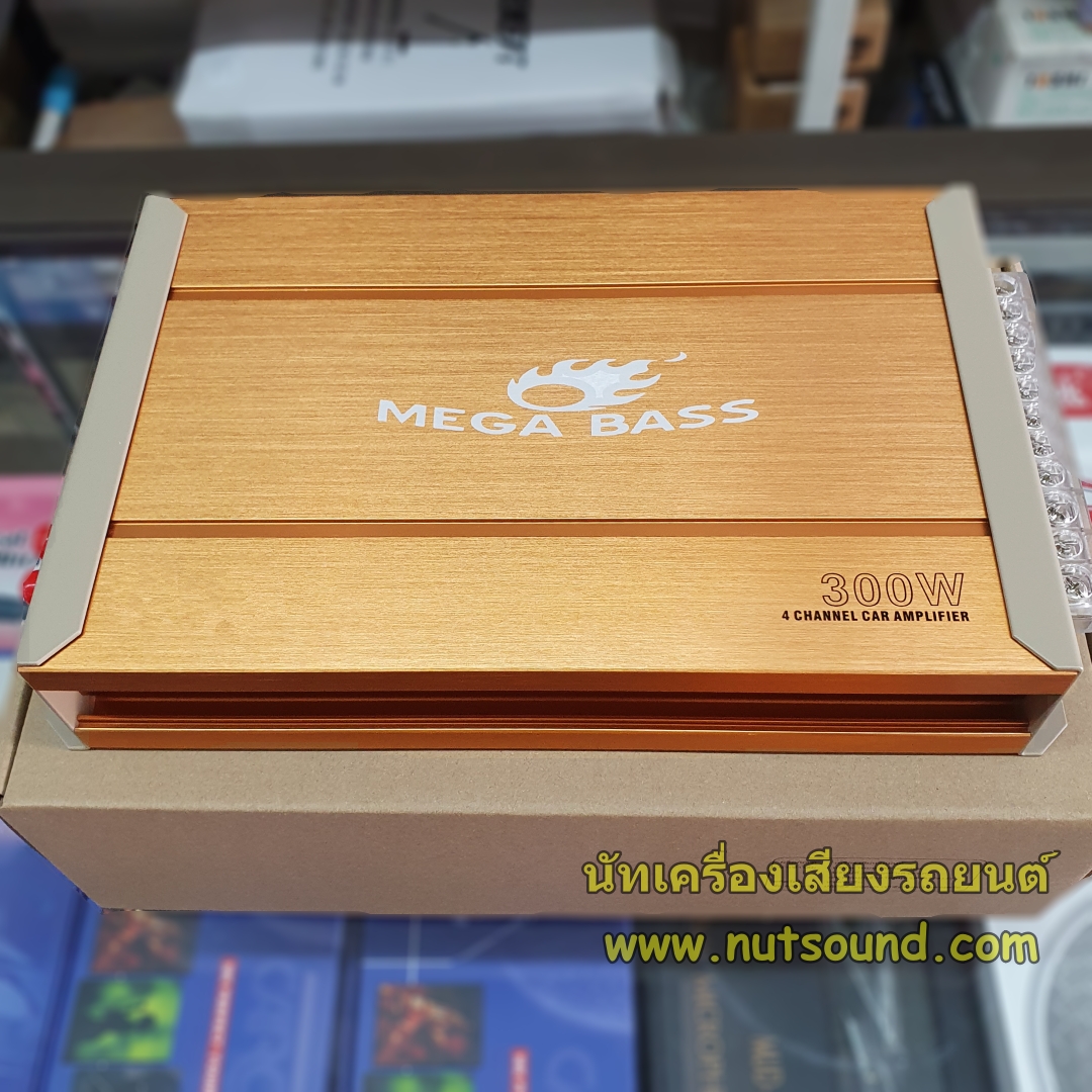 เพาเวอร์แอมป์รถยนต์ class d 4ch 300wx4 ยี่ห้อ MEGA BASS เพาเวอร์แอมป์ คลาสดี 4 ch ขับกลางแหลม หรือซับ