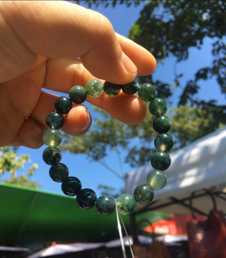 ++ Moss Agate - มอสอาเกต เม็ดกลมขนาดประมาณ 8 mm ++