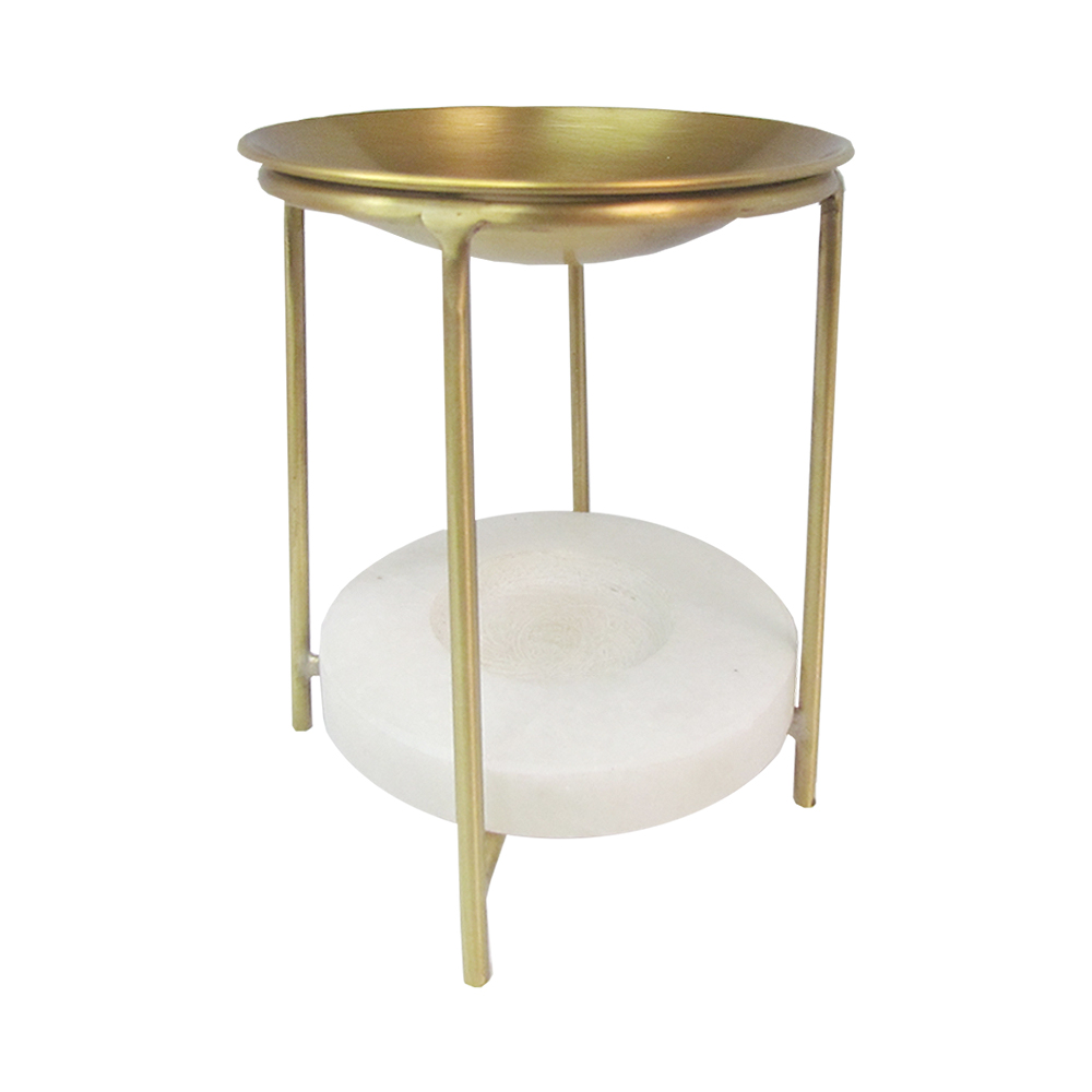 เตาเผาน้ำมันหอมระเหยแท้ เตาน้ำมันอโรม่า ทองเหลืองทั้งชิ้น พร้อมแผ่นหินรองเทียนทีไลท์ สินค้าแฮนด์เมด หรู ทันสมัย สวยงาม ทนทาน (ฟรี เทียนไขถั่วเหลืองธรรมชาติ 15gx2 ชิ้น)