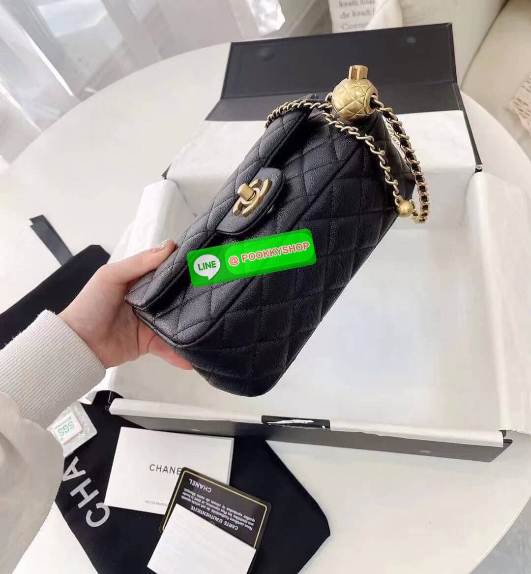 Chanel MINI FLAP BAG CAVIAR Leather GOlD tone hardware