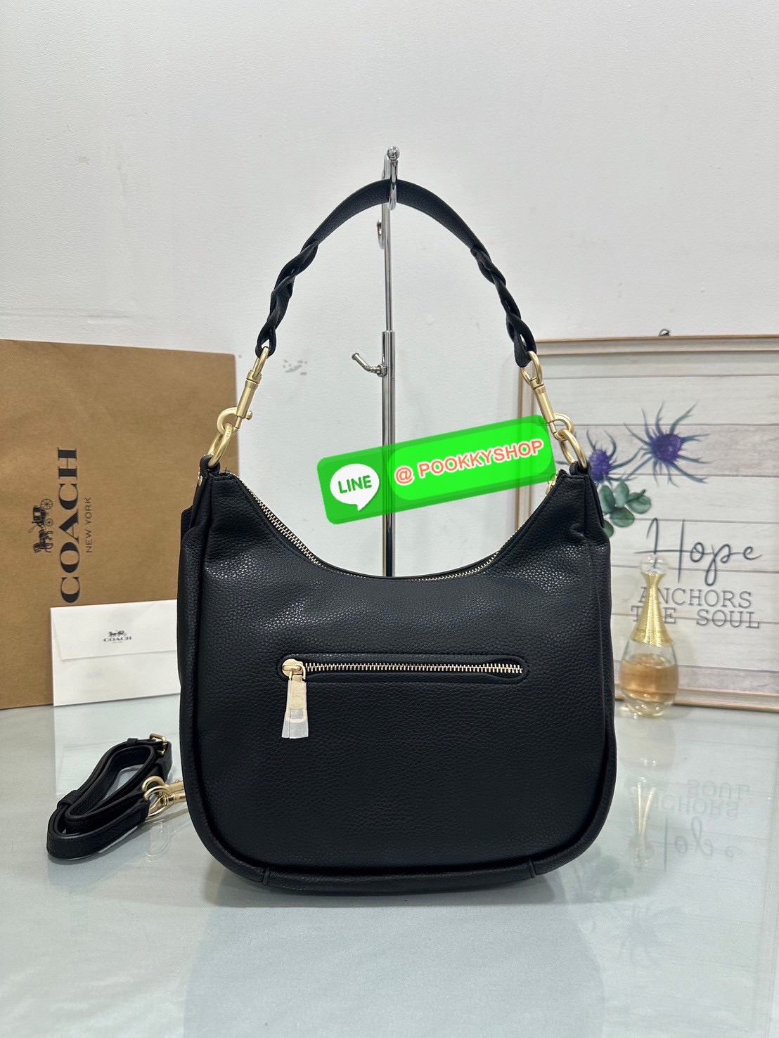 Coach C9190 Jules Hobo Shoulder Crossbody bag Refined pebble leather Inside zip and multifunction pockets Zip-top closure, fabric lining Detachable handle with 11" drop Outside zip pocket