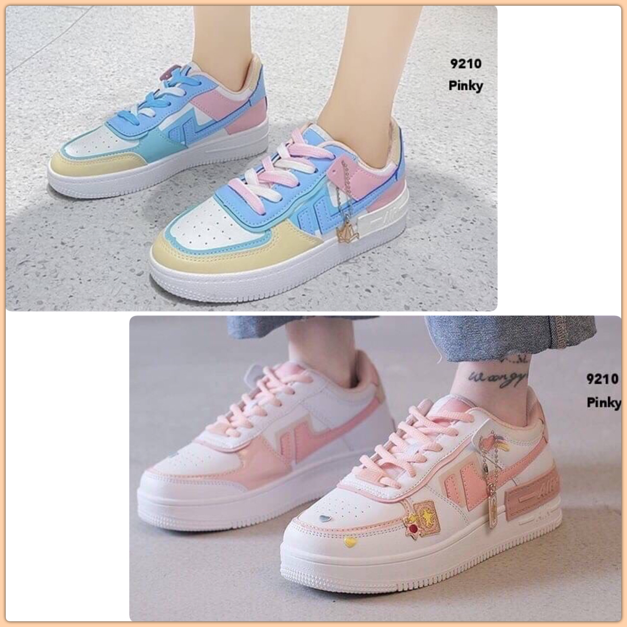 พร้อมส่ง ผ้าใบไนกี้ 9210 งานน่ารัก หวานๆ ผลิตด้วย pu ด้านในนิ่ม มี accessories ให้ตกแต่งได้ตามใจ งานน่ารักแบบนี้ไม่มีไม่ได้แล้วน้าา