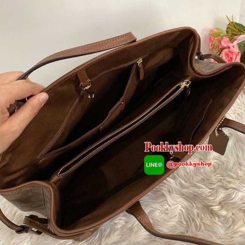 COACH กระเป๋า DRAWSTRING CARRYALL IN SIGNATURE COATED CANVAS F57842