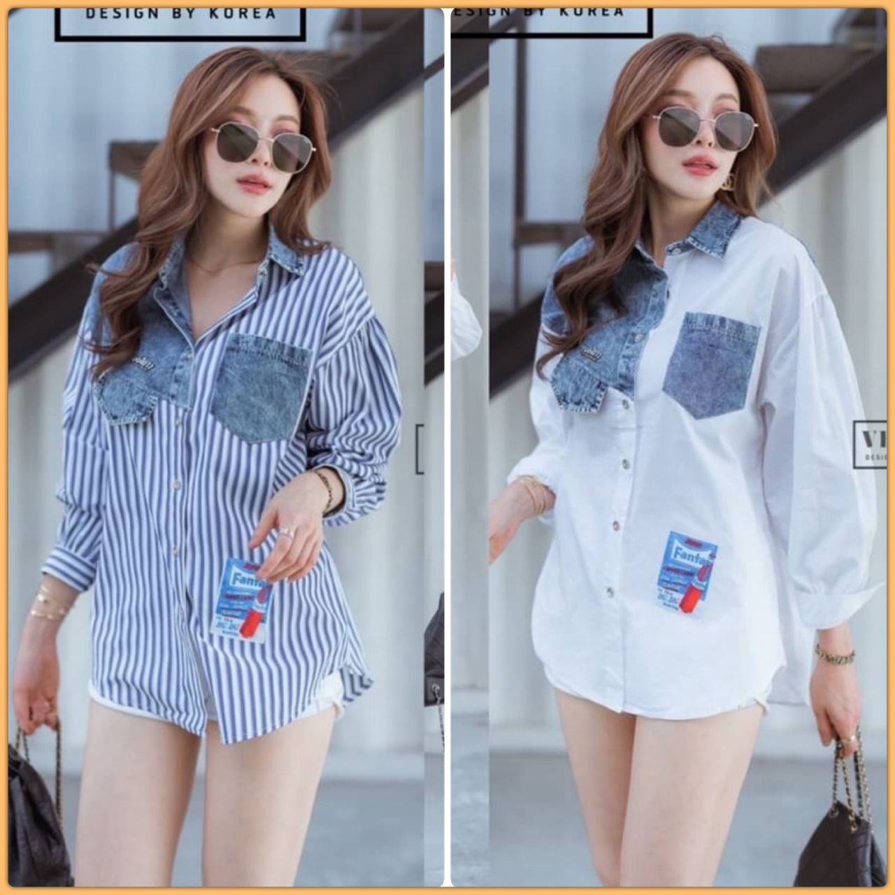 Restock ♥️♥️♥️ I'm Lady By Venus Moshino Jeans Shirt เสื้อเชิ๊ตแต่งผ้ายีนเนื้อดี ด้านหลังสกีนลายน้องหมี ตามแบบฉบับแบรนด์ดัง แม๊ทกับรองเท้าผ้าใบก็เก๋นะคะ