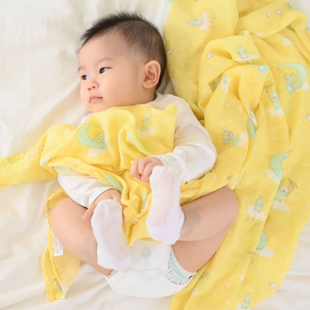 Sofflin ผ้าอ้อมใยไผ่ ผ้าอ้อมมัสลิน ผ้าห่อตัวเด็ก เนื้อนุ่ม ขนาด 76*76 cm (30 นิ้ว)