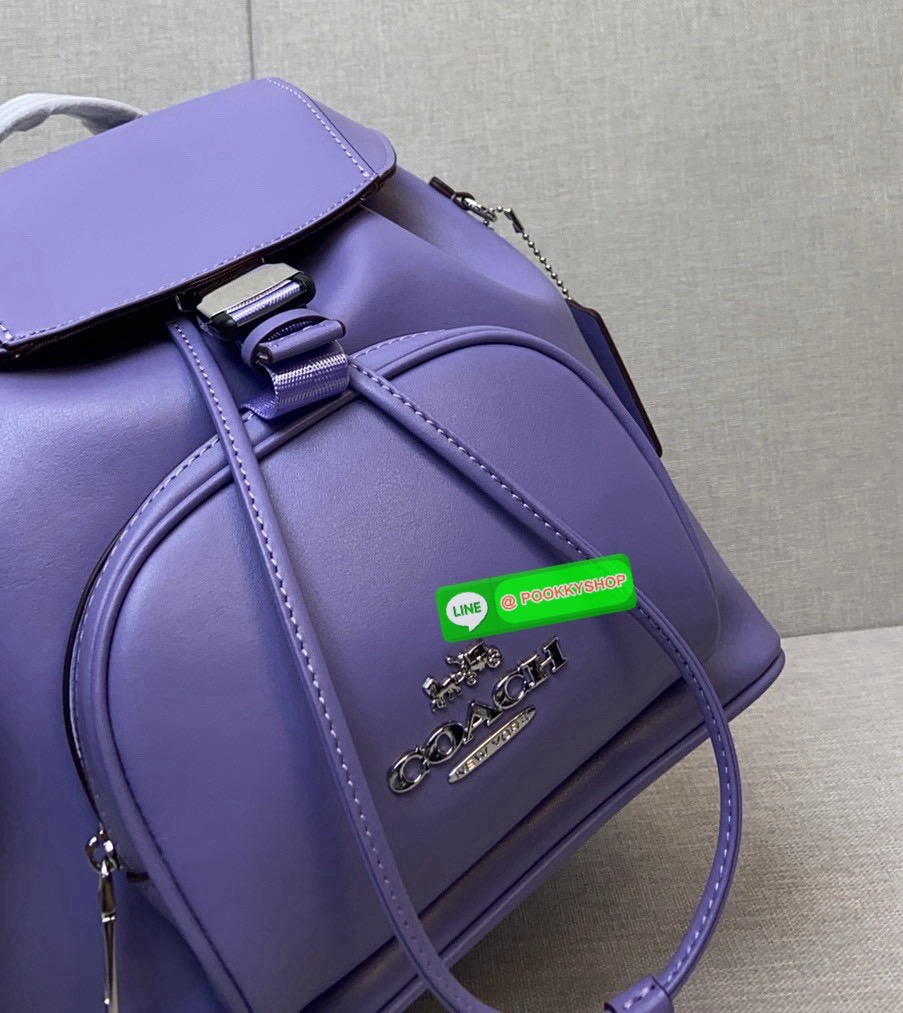 COACH PACE BACKPACK COACH CR100 | Refined calf leather | Inside zip and multifunction pockets | Drawstring and speedclip closures, fabric lining | Handle with 3" drop | Outside zip pocket | Outside zip access to interior |